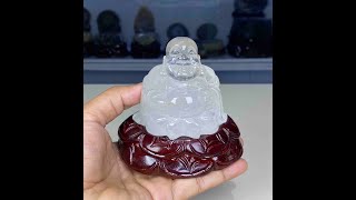 Tượng Di Lặc Đá Thạch Anh Trắng Pha Lê Tự Nhiên Chất Trong Đẹp M05