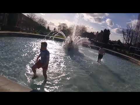 Idiots jump in freezing Sinkhole, Fountain in a town centre and Flowing river