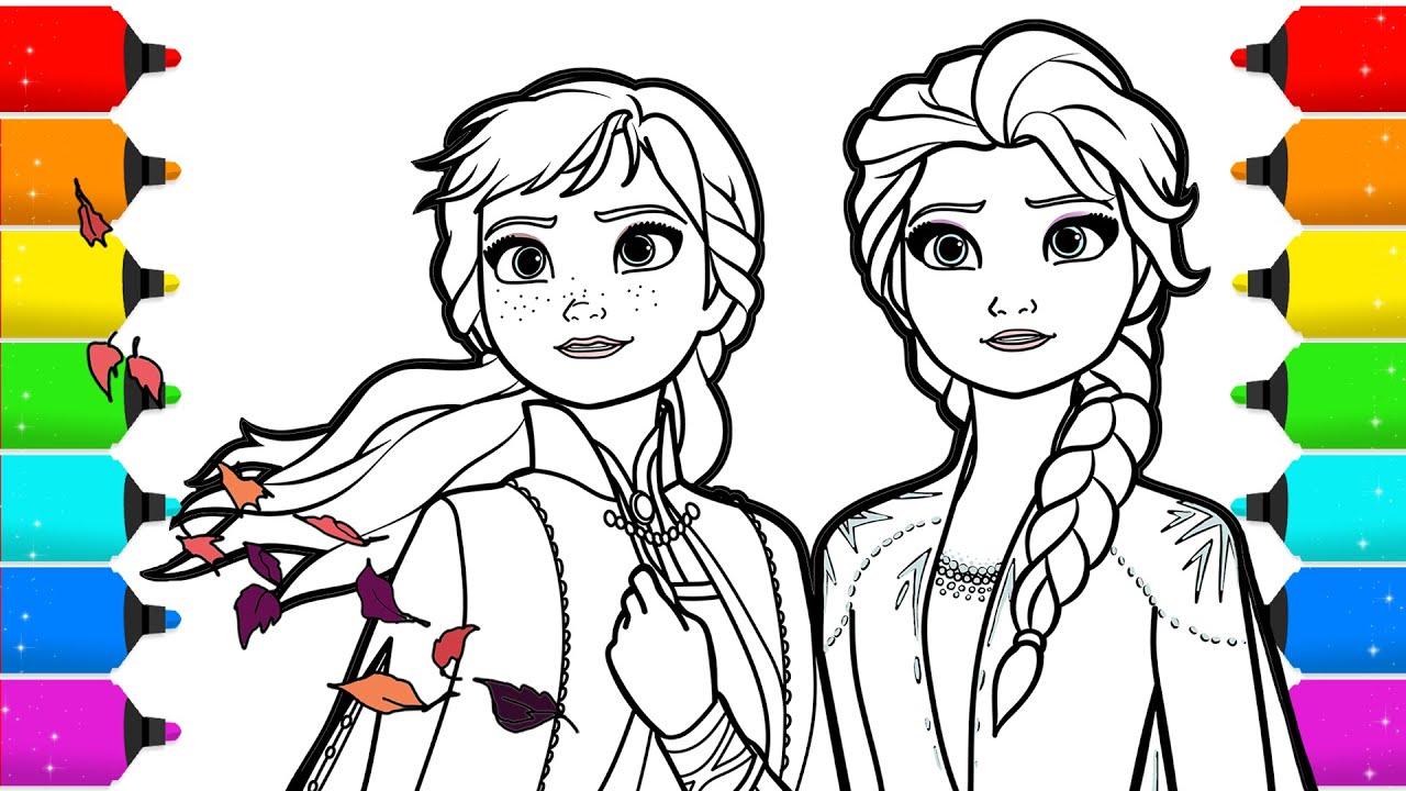 Frozen 2 Elsa and Anna Drawing and Coloring