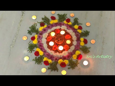 DIY Round Flower Design | DIY Diwali Entrance Flower Design | Flower Design | Sangeeth Flower Design