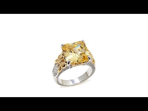 Victoria Wieck 9.87ctw Absolute Canary and Clear Ring