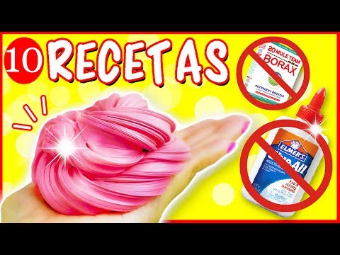 HAZ SLIME CON 2 INGREDIENTES SIN PEGAMENTO🔥 10 Recetas No BORAX, Almidón, Detergente, Solución