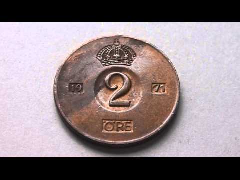 The 2 Öre coin of Sweden from 1971 in HD