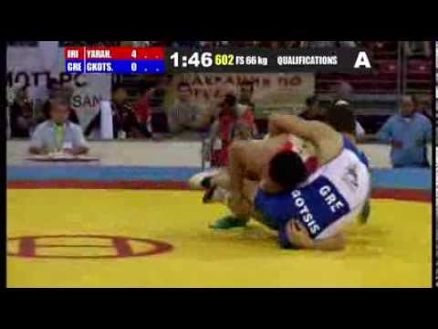 P.Yarahmadi (IRI) vs K.Gkotsis (GRE) 66kg Qualifications - 2013 Junior World Championships