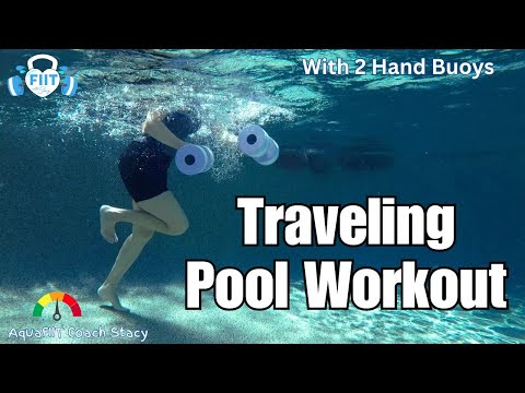 Aqua Aerobic Traveling Pool Fitness Workout  / BEST Water Exercise /2 buoy 40 min Cardio AquaFIIT