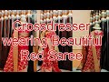 Crossdresser Wearing Beautiful Red Saree