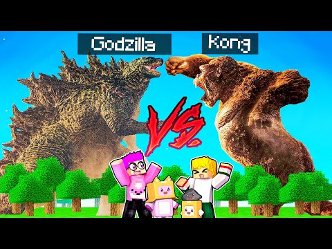LankyBox - GODZILLA vs. KONG Fight In Our MINECRAFT SERVER! (INSANE LANKYBOX BATTLE!)