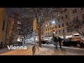 Vienna Snowy Night Walk ️ 4K Silent Winter Walk In Vienna Streets