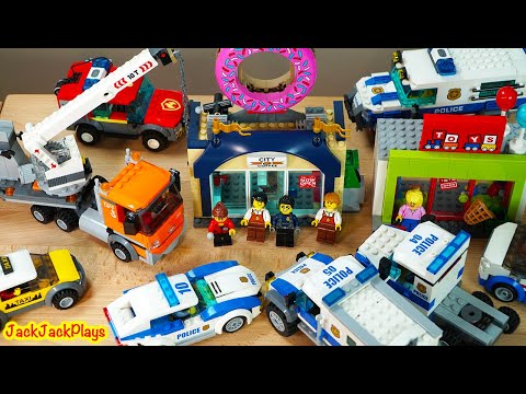 Cops & Robbers Pretend Play | LEGO Donut Shop Caper | JackJackPlays