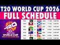 ICC T20 World Cup 2026 Schedule ICC Men S T20 World Cup 2026 Schedule T20 World Cup Schedule