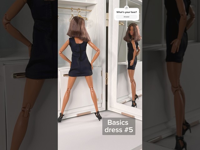 Vídeo relacionado con Barbie Basics Muñeca Modelo 08 de Moda para coleccionistas con Melena castaña y Vestido Color Canela con Sandalias de tacón, Ropa Intercambiable con Otras muñecas, Cuerpo articulado, JJX27