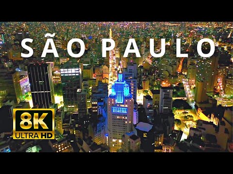 São Paulo City Downtown, Brazil 🇧🇷 in 8K ULTRA HD 60FPS at night by Drone