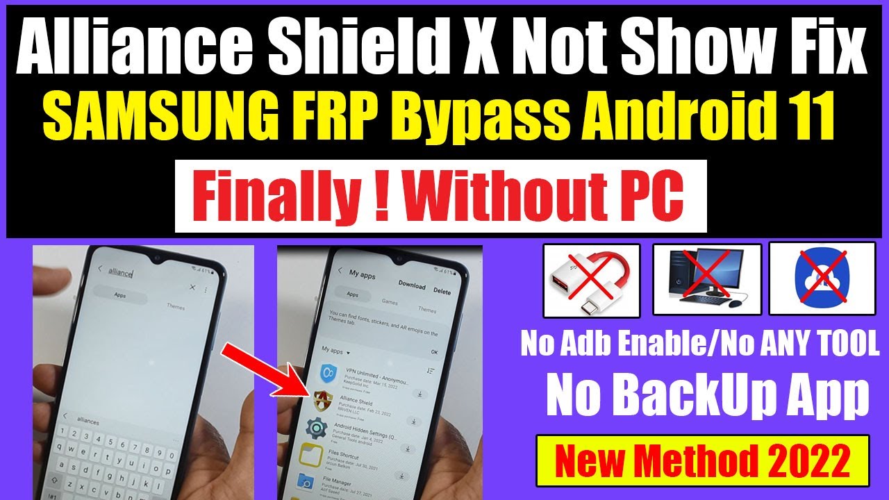 SAMSUNG FRP BYPASS ANDROID 11 WITHOUT PC | Alliance Shield X APP Not Show Fix