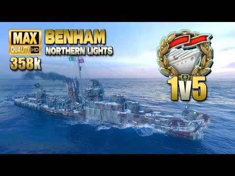 Destroyer Benham alone versus 5 battleships - World of Warships