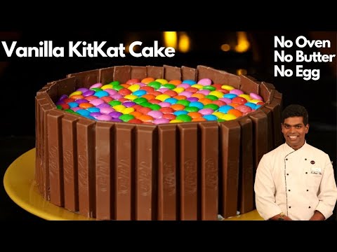 Vanilla Kitkat Cake Without Oven | Vanilla Cake Recipe In Tamil | CDK #451 | Chef Deena's Kitchen