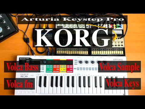 Arturia Keystep Pro, Korg Volca Bass, Korg Volca Sample, Korg Volca Fm, Korg Volca Keys