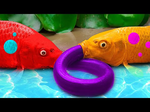 STOP MOTION ASMR IN MUD- Hot And Cold Carp Couple Swallow Eel - Primitive Cooking - Coco
