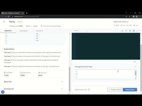 Parity Problems Codechef Starters 65 Python Solution