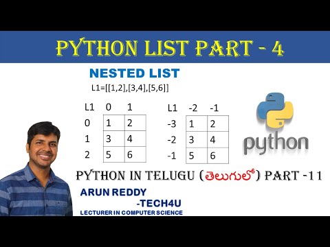 Python In Telugu Part 11 Nested List In Python Python Nested List In Telugu