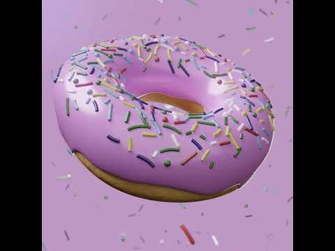 Анимированная 3d модель пончика. 