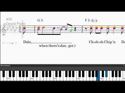 Chip 'N Dale's Rescue Rangers Theme Song by Mark Mueller - Easy piano tutorials with leadsheet...