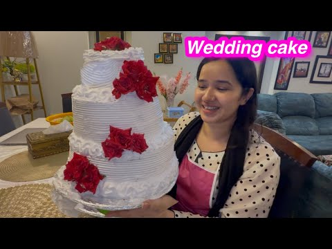 Wedding cake bnaya 1st time | itna bara cake gir gya | Sitara yaseen vlog