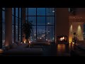 Night Rain In High Rise Apartment Fireplace Relaxing Rain Sounds Ambience For Sleep Focus