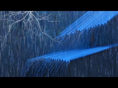 Beat Stress & Fall Asleep Fast with Heavy Rain and Powerful Thunder on a Tin Roof at Night