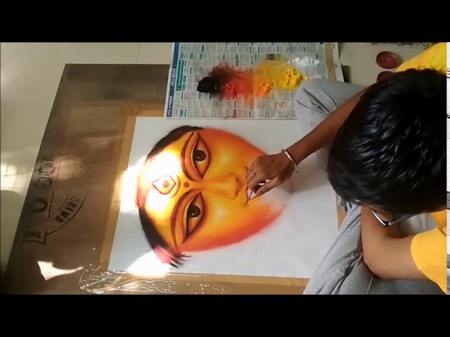 Portrait rangoli design goddess by ganesh khare