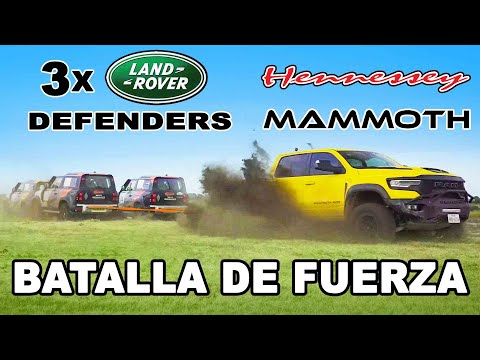 1000hp Hennessey Mammoth vs 3  Defenders: TIRA Y AFLOJA