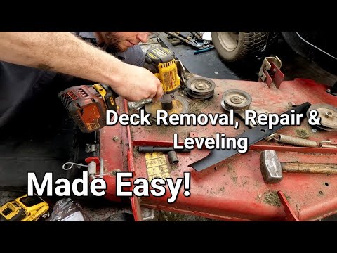 Toro Zero Turn How To Remove, Rebuild & Level Deck Then Install Spindles / Blades / Belt / Pulleys