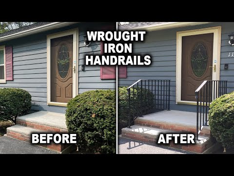 How to Install Metal Handrails on Concrete Stairs | Wrought Iron Railing Installation