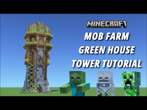 Minecraft Mob Farm Greenhouse Tower Tutorial [Aesthetic Farm] [2k60p]