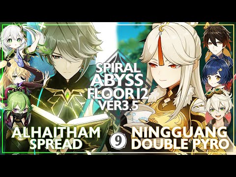 NEW Spiral Abyss 3.6 Floor 12 - Alhiatham Spread & Ningguang Double pyro | Genshin impact