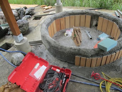 動画 自作露天風呂７ 浴槽立上り１