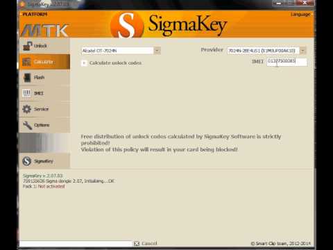 Alcatel One Touch Fierce OT-7024N Unlock Code Done by Sigmakey