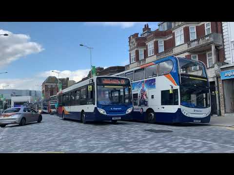 STAGECOACH BUS ROUTE 1X DEPARTING EASTBOURNE TOWN CENTRE