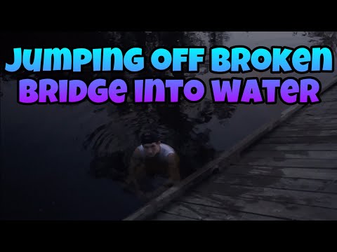 Jumping off broken bridge into water!!!!￼