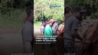 Jalan Tertutup Total seusai Danau Lido Meluap, Warga Gotong Royong Bersihkan Longsoran