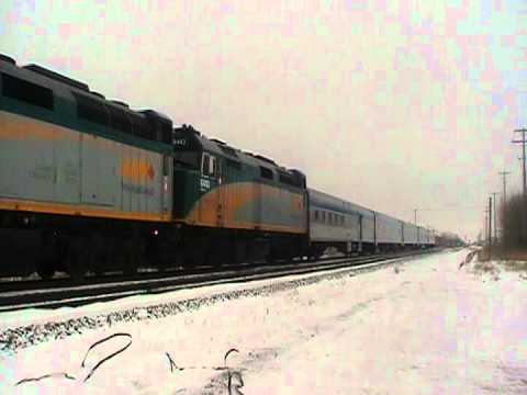 VIA rail 693 northbound crossing the Kenaston overpass leaving Winnipeg