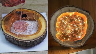 DIY Hollow Log + Red Resin Lamp