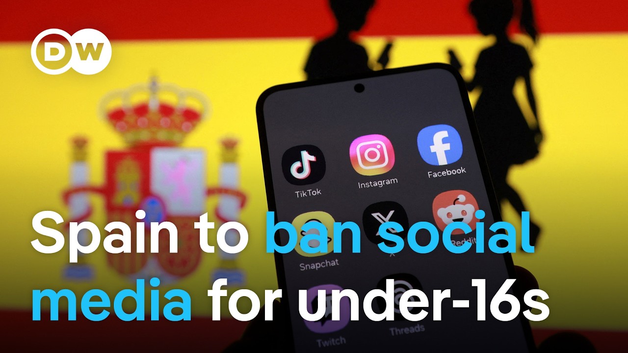 Spain becomes latest country to announce plans to ban social media for minors under 16 | DW News