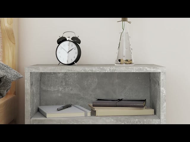 Video teaser for 800072 vidaXL Bedside Cabinets 2 pcs Concrete Grey 40x30x30 cm Engineered Wood