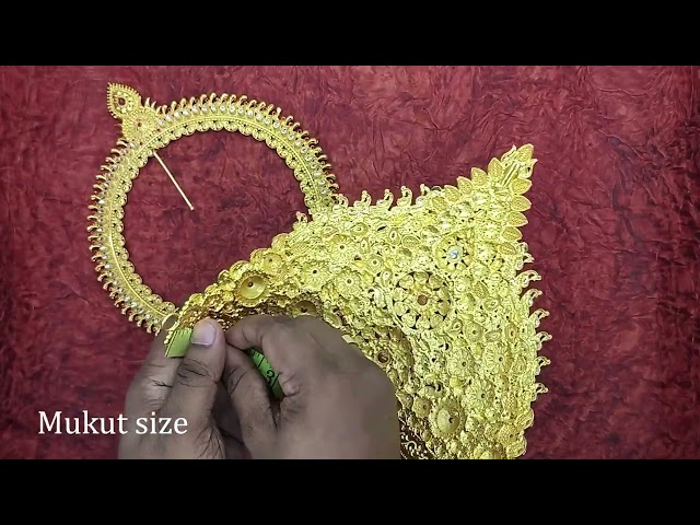 Deities Shringar Mukut Crown for Bhakti of God Goddess (12 inch Ear to Ear Dimension) video