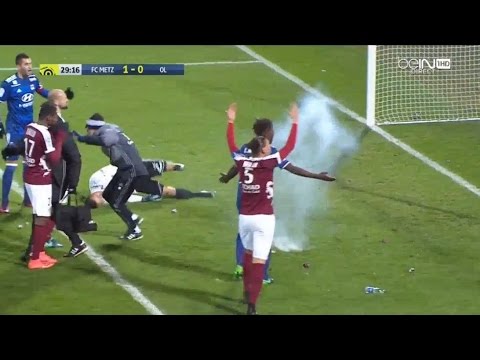 Lyon goalkeeper hit by firecracker