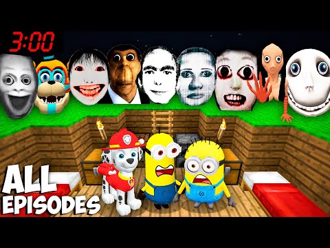 OBUNGA and ALL NEXTBOTS CHASED ME in Minecraft Minions Yoshie ENTITY 666 AHENO Man From Window FNAF