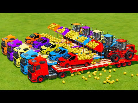 TRANSPORTING LEMONS, NISSAN CARS & JCB FRONT LOADERS WITH VOLVO TRUCKS - Farming Simulator 22