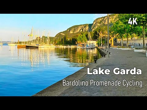 Sunrise Serenity: Garda Lake  Promenade Cycling before Crowds | Ambient Music | 4K
