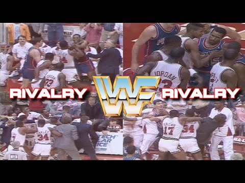 Michael Jordan vs Bad Boys Pistons turns in to a WWF Royal Rumble match!    OLD SCHOOL NBA!!!