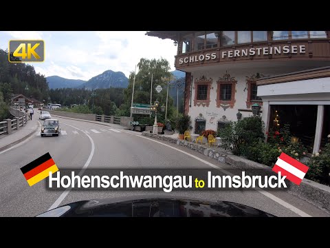 Driving from Hohenschwangau Germany to Innsbruck Austria in 4K